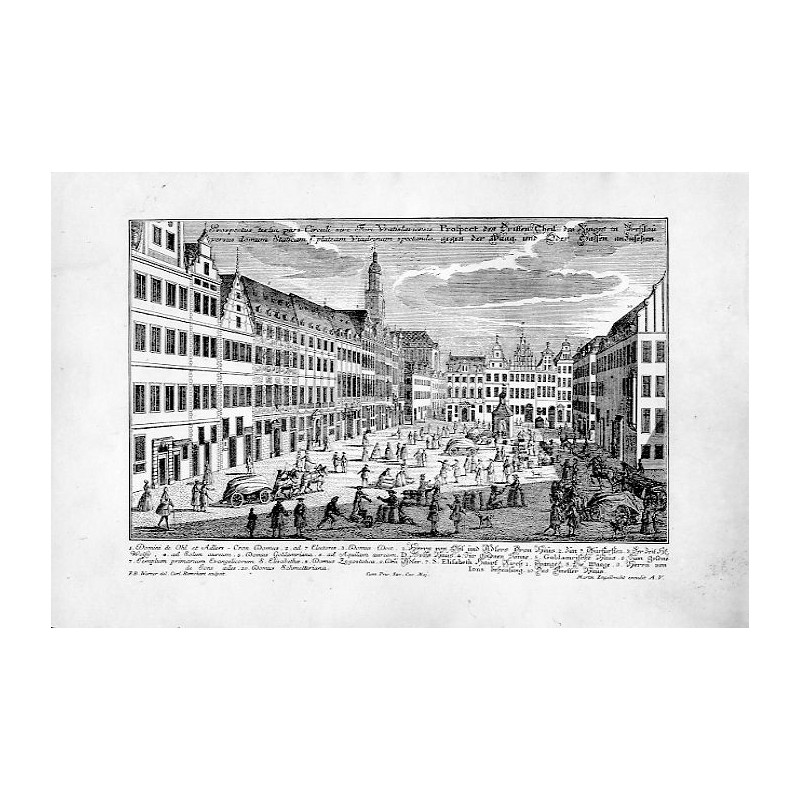 Rynek, pierzeja zachodnia / Kurfürstenseite / "Prospectũs tertia pars Circuli sive Fori Vratislaviensis versus domum Staticam s.