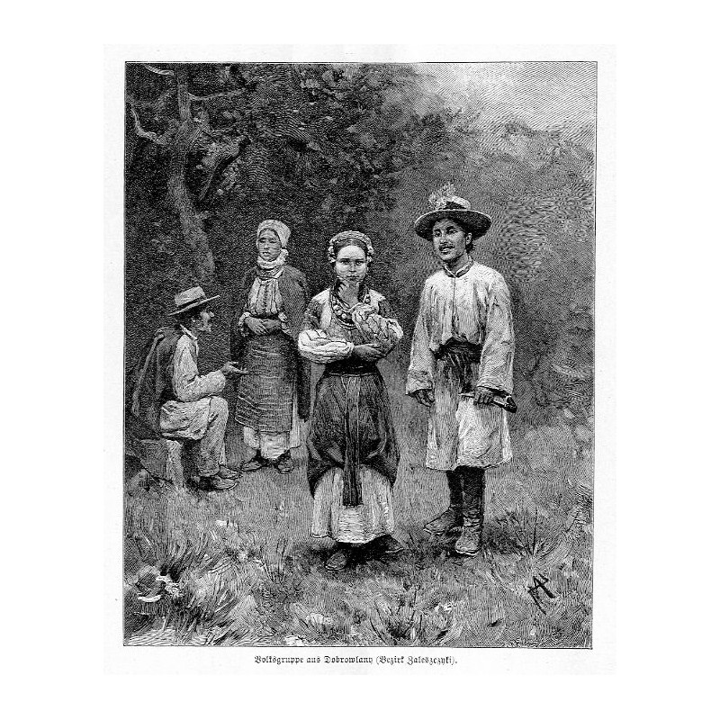 "Volksgruppe aus Dobrowlany (Bezirk Zaleszczyki)."