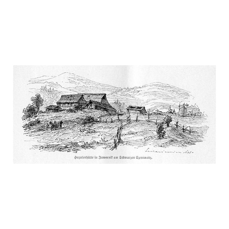 "Huzulenhütte in Jawornik am Schwarzen Czeremosz."