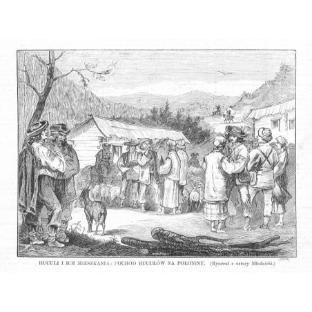 Huculi i ich mieszkania: pochód Hucułów na połoniny (Rysował z natury Młodnicki) (2333) / "HUCULI I ICH MIESZKANIA: POCHÓD HUCUŁ