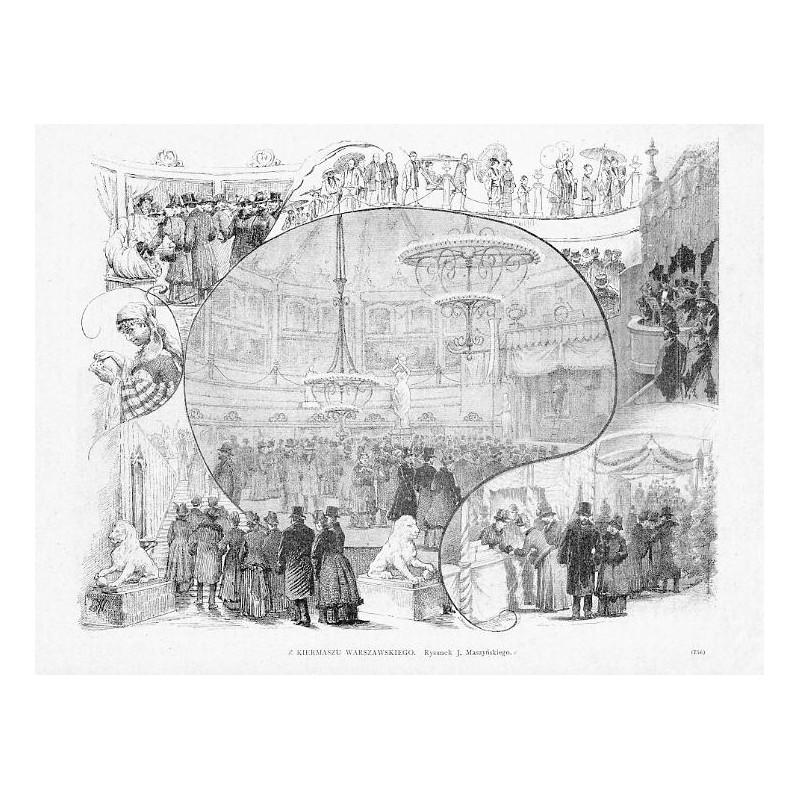 Z kiermaszu warszawskiego / "Z KIERMASZU WARSZAWSKIEGO. Rysunek J. Maszyńskiego. (756)"