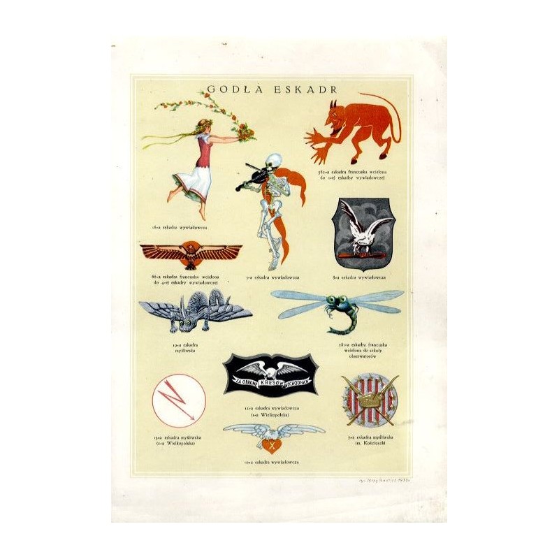 Godła eskadr / "GODŁA ESKADR 582-a eskadra francuska wcielona do 1-ej eskadry wywiadowczej / 16-a eskadra wywiadowcza / 66-a esk