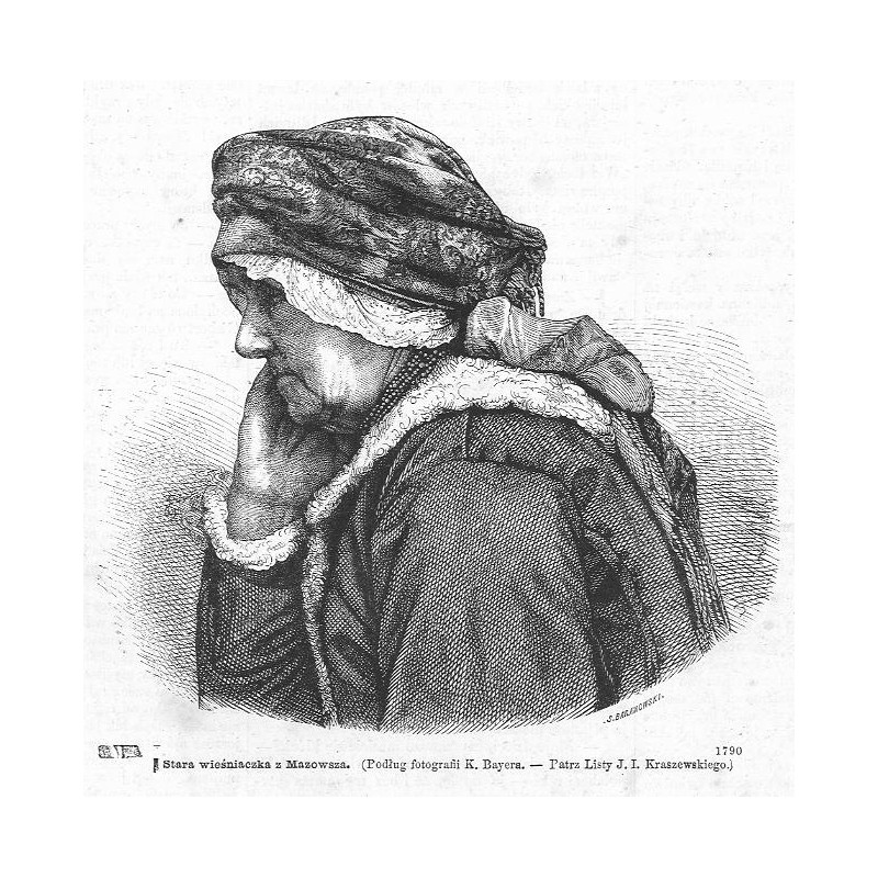 "Stara wieśniaczka z Mazowsza. (Podług fotografii K. Bayera. - [...]) 1790"