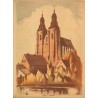 "Katedra - Gniezno" / "V. Katedra - Gniezno. Pierwotnie romańską katedrę rozbudowano [...]. Rys. na kamieniu Wilk Ossecki - Pozn