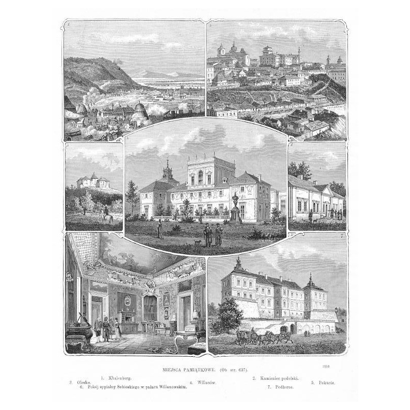Miejsca pamiątkowe / "MIEJSCA PAMIĄTKOWE. [...]. 1. Khalenberg. 2. Kamieniec podolski. 3. Olesko. 4. Willanów. 5. Pokucie. 6. Po
