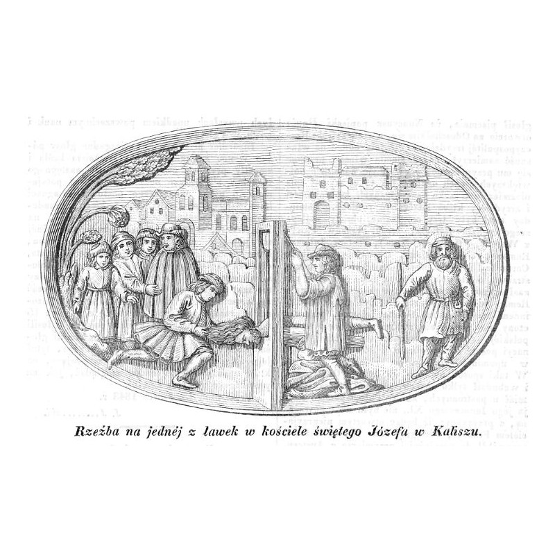 "Rzeźba na jednéj z ławek w kościele świętego Józefa w Kaliszu."