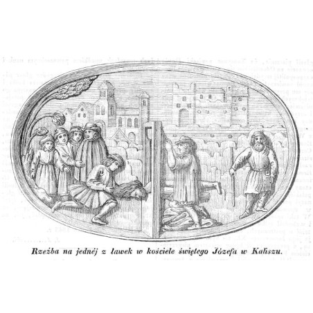 "Rzeźba na jednéj z ławek w kościele świętego Józefa w Kaliszu."