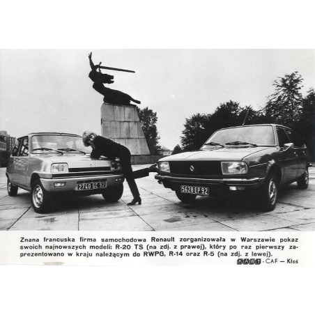 "Znana francuska firma samochodowa Renault zorganizowała w Warszawie pokaz swoich najnowszych modeli [...] KAW-CAF - Kłoś"