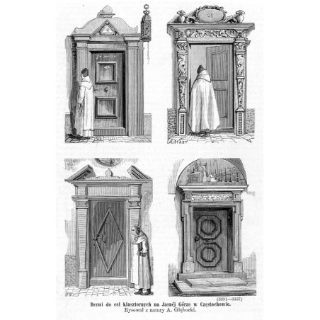 "Drzwi do cel klasztornych na Jasnej Górze w Częstochowie. Rysował z natury A. Głębocki. (3391-3397)"