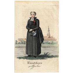 Krzyżowiec z czerwoną gwiazdą w tle Kościół św. Macieja / "Kreutzherr zu Breslau"