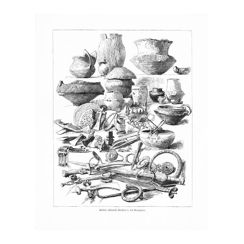 [1] "Waffen, Schmuck, Geräthe sc. der Bronzezeit." [2] "Kunde Skythisch, La Téne und römisch."