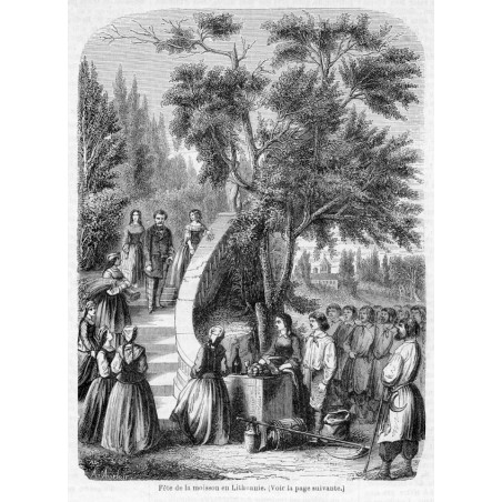 Dożynki na Litwie / "Féte de la moisson en Lithuanie. (Voir la page suivante.)"