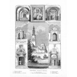 "CZĘSTOCHOWA. Z rysunków A. Głębockiego. 1. Wejście do bilioteki. 2. Obraz cudowny. 3. Wejście na chór. 4. Brama pierwsza. Brama