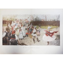 "W. v Wodzinowski. Polnische Bauernhochzeit. Aquarell-Facsimile-Reproduction von Rich. Bong in Berlin W. 57." / Wesele włościańs