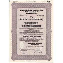 Oberschlesische Hydrierwerke AG Blechhammer O/S. 1000 Reichsmark 4%. Blechhammer O/S. Dezember 1942