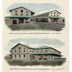 [1] "Magazyn tranzytowy na stacyi Pradze przy Drodze Żelaznéj Warszawsko-Terespolskiéj. (Od strony wschodniéj)." [2] "Magazyn t