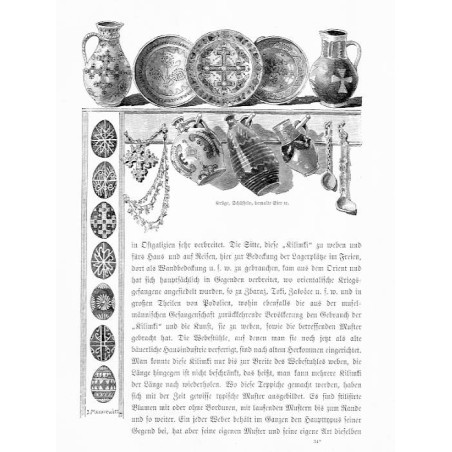 Rękodzieło z terenu Galicji Wschodniej i Zachodniej / "Krüge, Schüsseln, bemalte Eier u. / (Ornamentirte thönerne Bauernschüssel