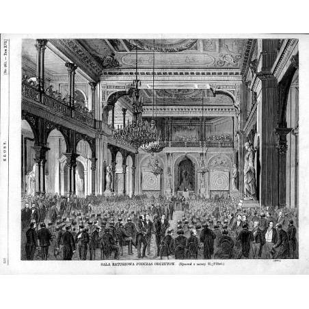 Warszawa. Jubileusz urodzin Mikołaja Kopernika. Sala Ratuszowa podczas odczytów / "SALA RATUSZOWA PODCZAS ODCZYTÓW. (Rysował z n