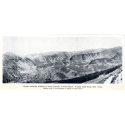"Kotlina Dancerska widziana ze zboczy Dancerza w stronę Szpyci. W głębi widać Kozły, Mały i Duży. Według fotogr. T. Wilczyńskieg