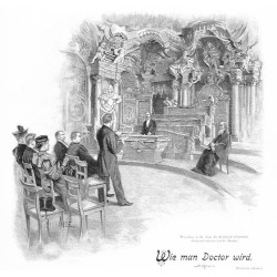 "Promotion in der Aula der Breslauer Universität. Originalzeichnung von H. Binde."