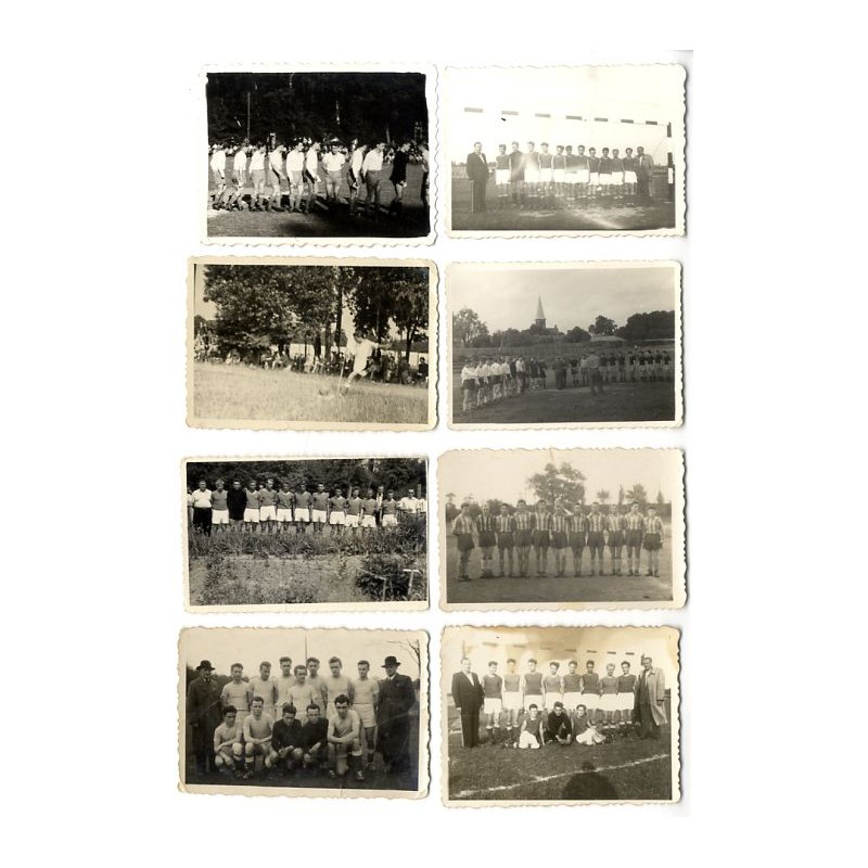 Zestaw 12 fotografii piłkarzy Łabędzkiego Towarzystwa Sportowego (Ł.T.S.) w Łabędach