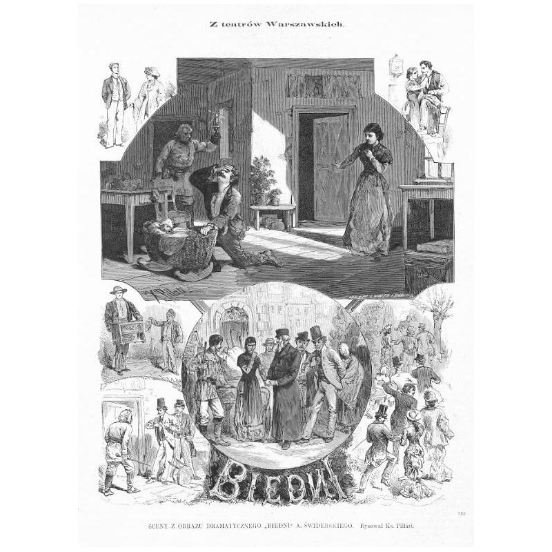 Sceny z obrazu dramatycznego "Biedni" A. Świderskiego / "SCENY Z OBRAZU DRAMATYCZNEGO "BIEDNI" A. ŚWIDERSKIEGO. Rysował Ks. Pill