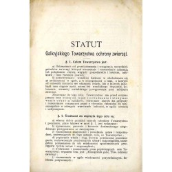 Statut Galicyjskiego Towarzystwa ochrony zwierząt