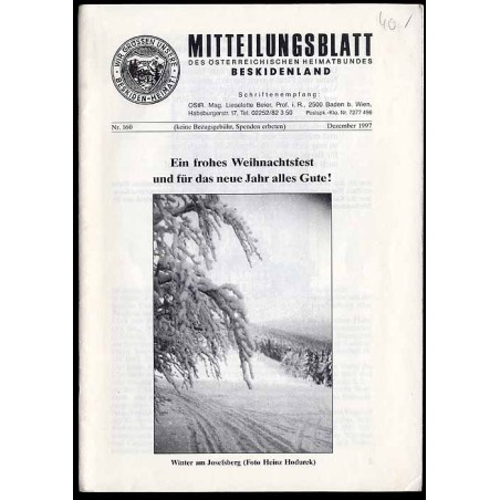Mitteilungsblatt des Österreichischen Heimatbundes Beskidenland. 1997. Nr 160 (XII 1997)