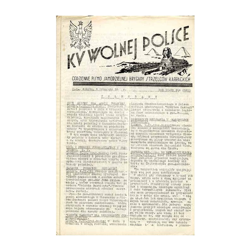 Ku Wolnej Polsce. Codzienne pismo Brygady Strzelców Karpackich. R.2 (1941). Nr 214 (320) (6 września 1941) / Pociąg pancerny pod