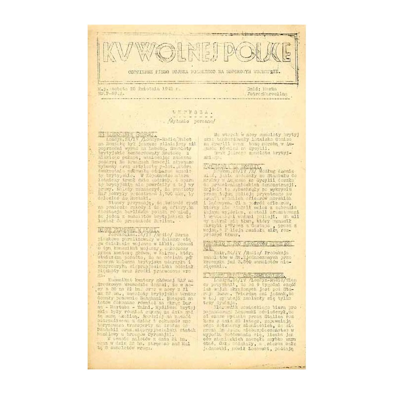 Ku Wolnej Polsce. Tygodnik Wojska Polskiego na Środkowym Wschodzie. Codzienne pismo Wojska Polskiego na Środkowym Wschodzie. 194