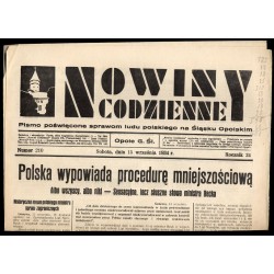 Nowiny Codzienne. Pismo poświęcone sprawom ludu polskiego na Śląsku Opolskim. R.24 (1934). Nr  210 (15 września 1934)