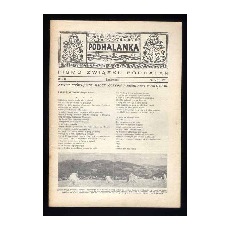 Podhalanka. Pismo Związku Podhalan. R.2 (1983) nr 2 (8). Numer poświęcony Rabce, Gorcom i Beskidowi Wyspowemu