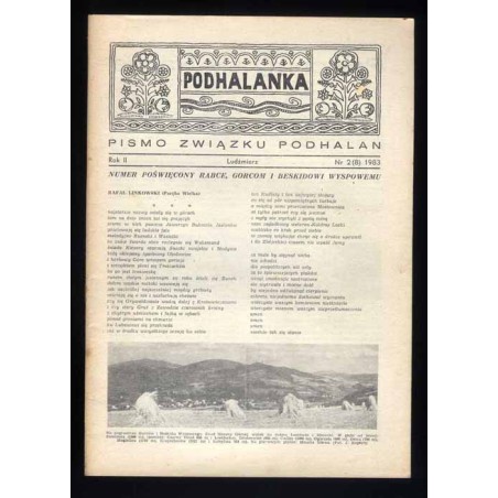 Podhalanka. Pismo Związku Podhalan. R.2 (1983) nr 2 (8). Numer poświęcony Rabce, Gorcom i Beskidowi Wyspowemu