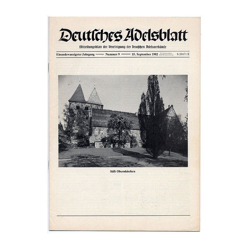 Deutsches Adelsblatt. 21. Jahrgang (1982). Nr 9 (15 IX 1982) [Stift Obernkirchen, Kreis Schaumburg]