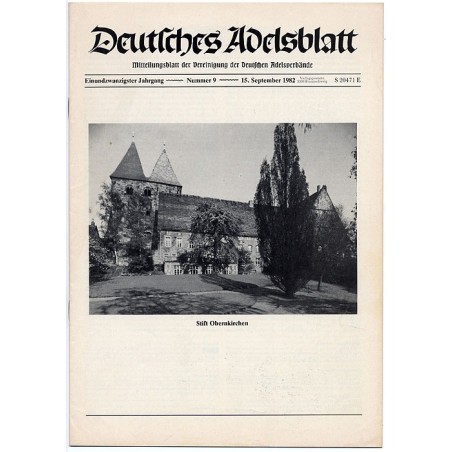 Deutsches Adelsblatt. 21. Jahrgang (1982). Nr 9 (15 IX 1982) [Stift Obernkirchen, Kreis Schaumburg]