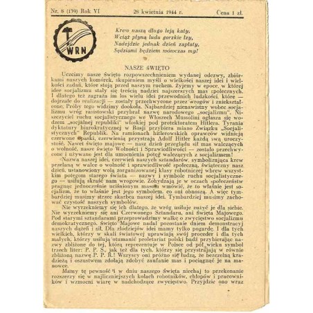 WRN [Wolność Równość Niepodległość]. R. 6 (1944). Nr 8 (139) (28 kwietnia 1944)