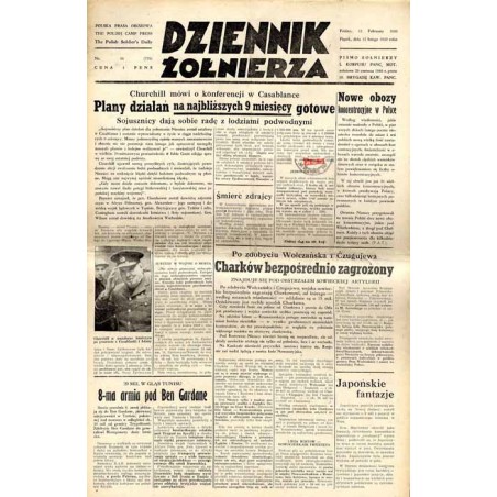 Dziennik Żołnierza. Polska prasa obozowa. Pismo żołnierzy 1. Korpusu Pancerno Mot. R.4 (1943). Nr 35 (770) (12 lutego 1943)