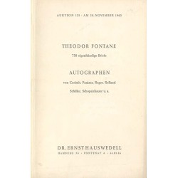 [Hauswedell] Antiquariatskatalog. Auktion 125: Theodor Fontane 750 eigenhändige Briefe Autographen von Corinth, Panizza, Reger,