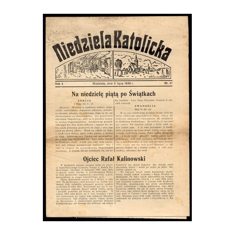 Niedziela Katolicka. R.4 (5 VII 1936) nr 27