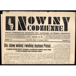 Nowiny Codzienne. Pismo poświęcone sprawom ludu polskiego na Śląsku Opolskim. R.24 (1934). Nr 184 (16 sierpnia 1934)