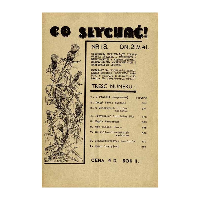 Co Słychać! Tygodnik zawierający streszczenia aktualnych książek i artykułów drukowanych w wydawnictwach brytyjskich, amerykańsk