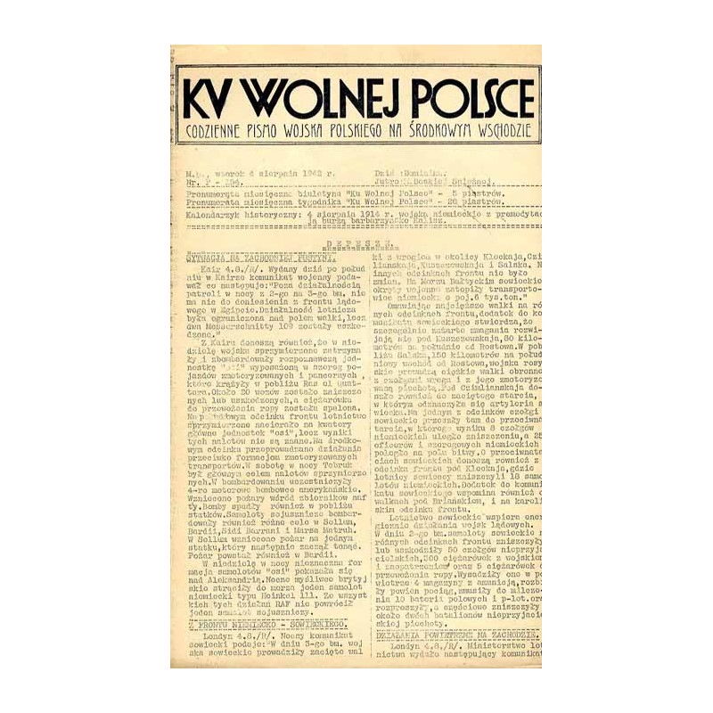 Ku Wolnej Polsce. Tygodnik Wojska Polskiego na Środkowym Wschodzie. Codzienne pismo Wojska Polskiego na Środkowym Wschodzie. 194