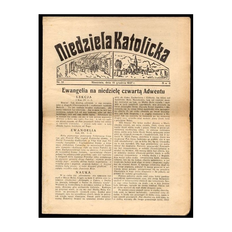 Niedziela Katolicka. R.5 (19 XII 1937) nr 51