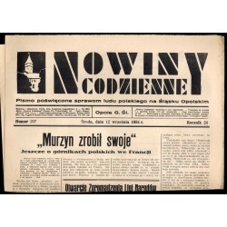 Nowiny Codzienne. Pismo poświęcone sprawom ludu polskiego na Śląsku Opolskim. R.24 (1934). Nr 207 (12 września 1934)