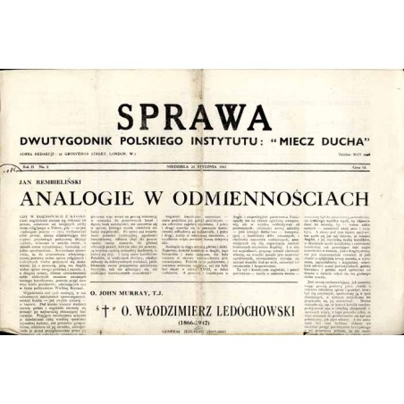 Sprawa. Dwutygodnik Polskiego Instytutu: "Miecz Ducha"  The Common Cause. Fortnightly of the Polish Section of the "Sword of th