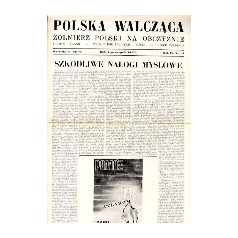 Polska Walcząca - Żołnierz polski na obczyźnie. Fighting Poland. Weekly for the Polish Forces. R.4 (1942). Nr 31 (1 sierpnia 194