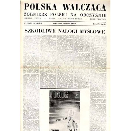 Polska Walcząca - Żołnierz polski na obczyźnie. Fighting Poland. Weekly for the Polish Forces. R.4 (1942). Nr 31 (1 sierpnia 194