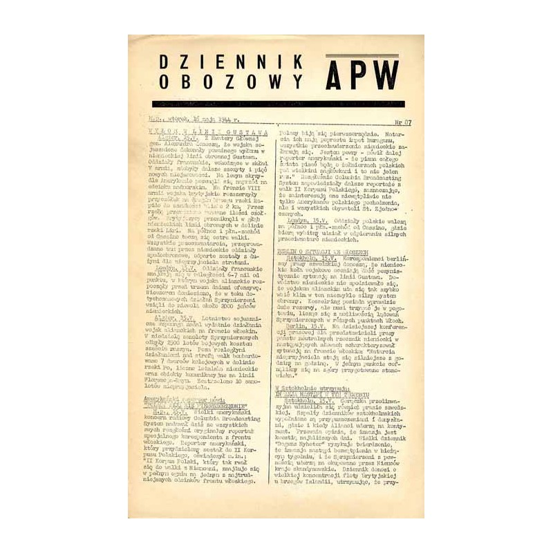 Dziennik Obozowy APW. 1944. Nr 87 (16 maja 1944)