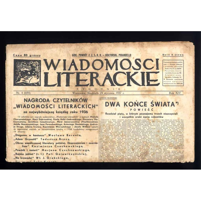 Wiadomości Literackie. Tygodnik. R.14 (1937). Nr 4 (690) (24 stycznia 1937)