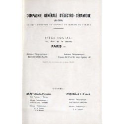 Compagnie Générale d'Électro-Céramique (ELCER). Catalogue 38